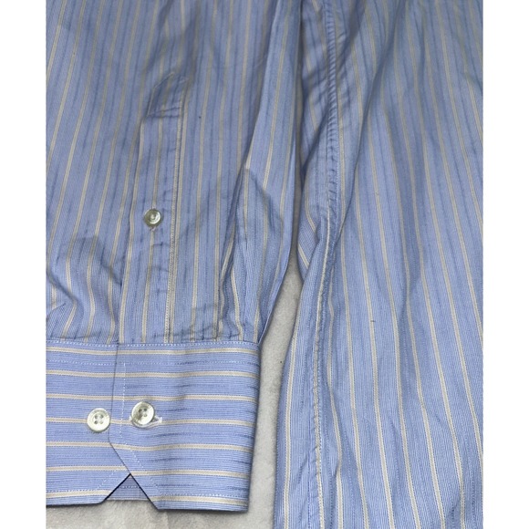 Tommy Bahama Mens Dress Button‎ Up Shirt Sz 16.5 34-35 Blue/Creamy White Striped - Picture 5 of 9
